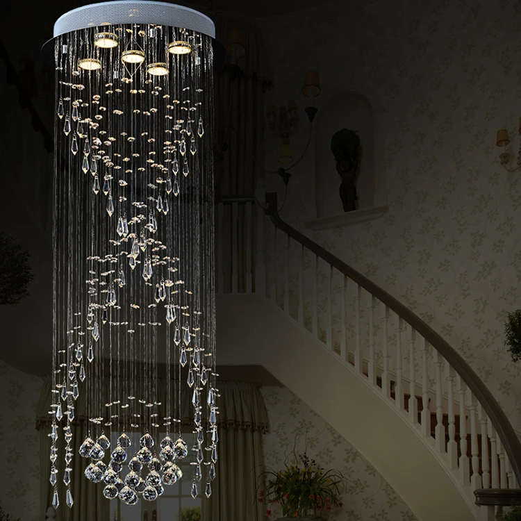 Modern LED Crystal Stars Stair Chandelier Hall Villa BedRoom Spiral PendantLamp